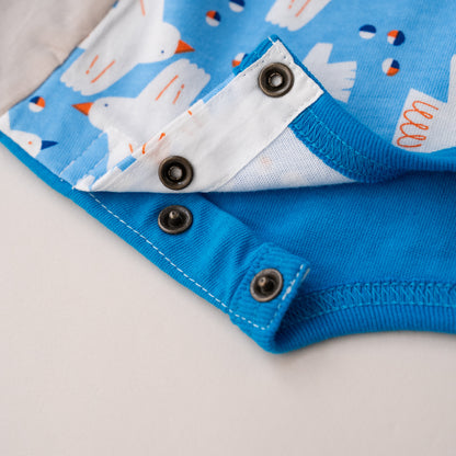 切り替えスリーブTシャツ【トリ】　BLUE