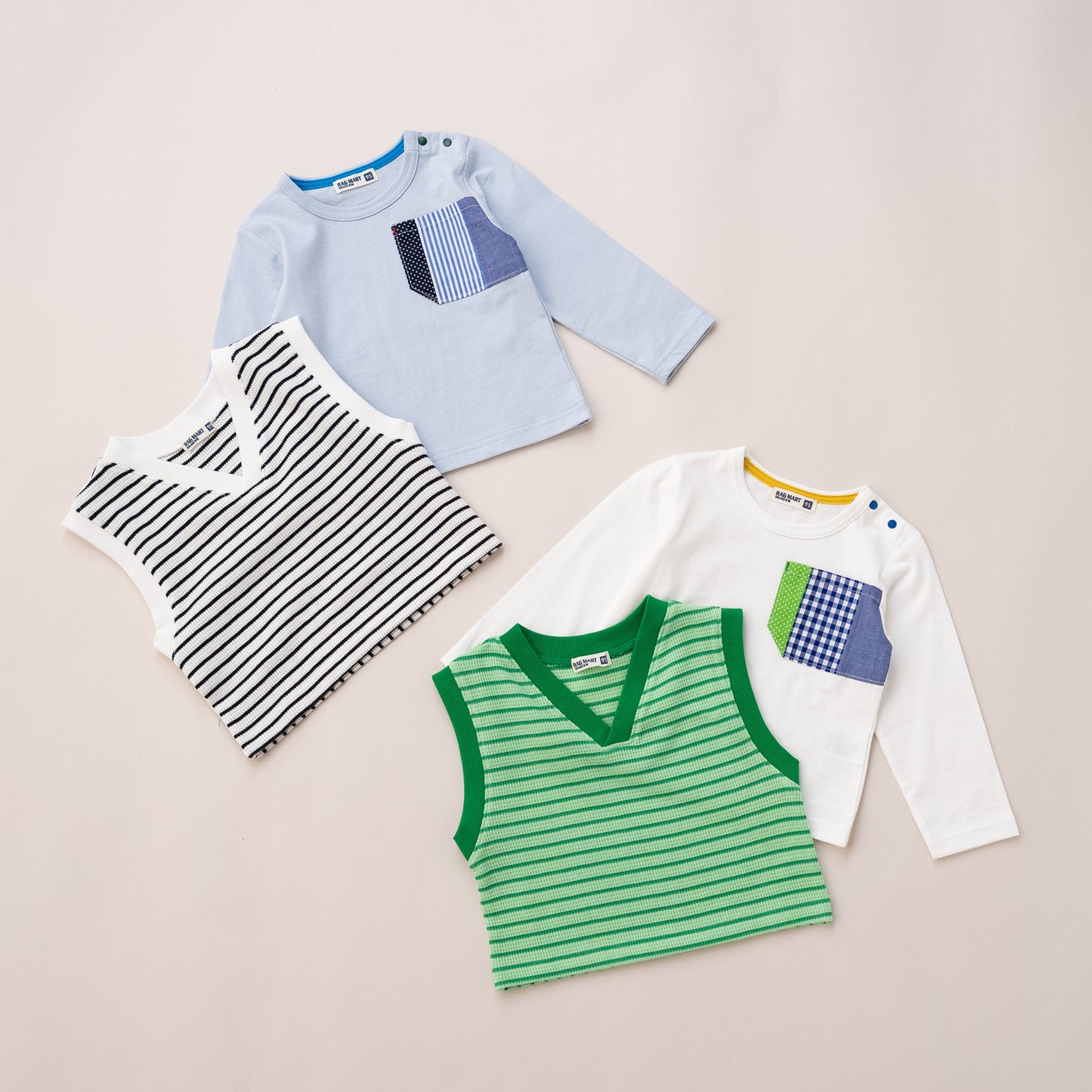 ロンT＆Vネックベストセット　GREEN