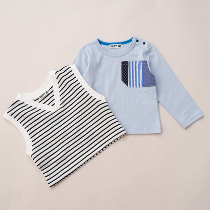 ロンT＆Vネックベストセット　OFF-WHITE