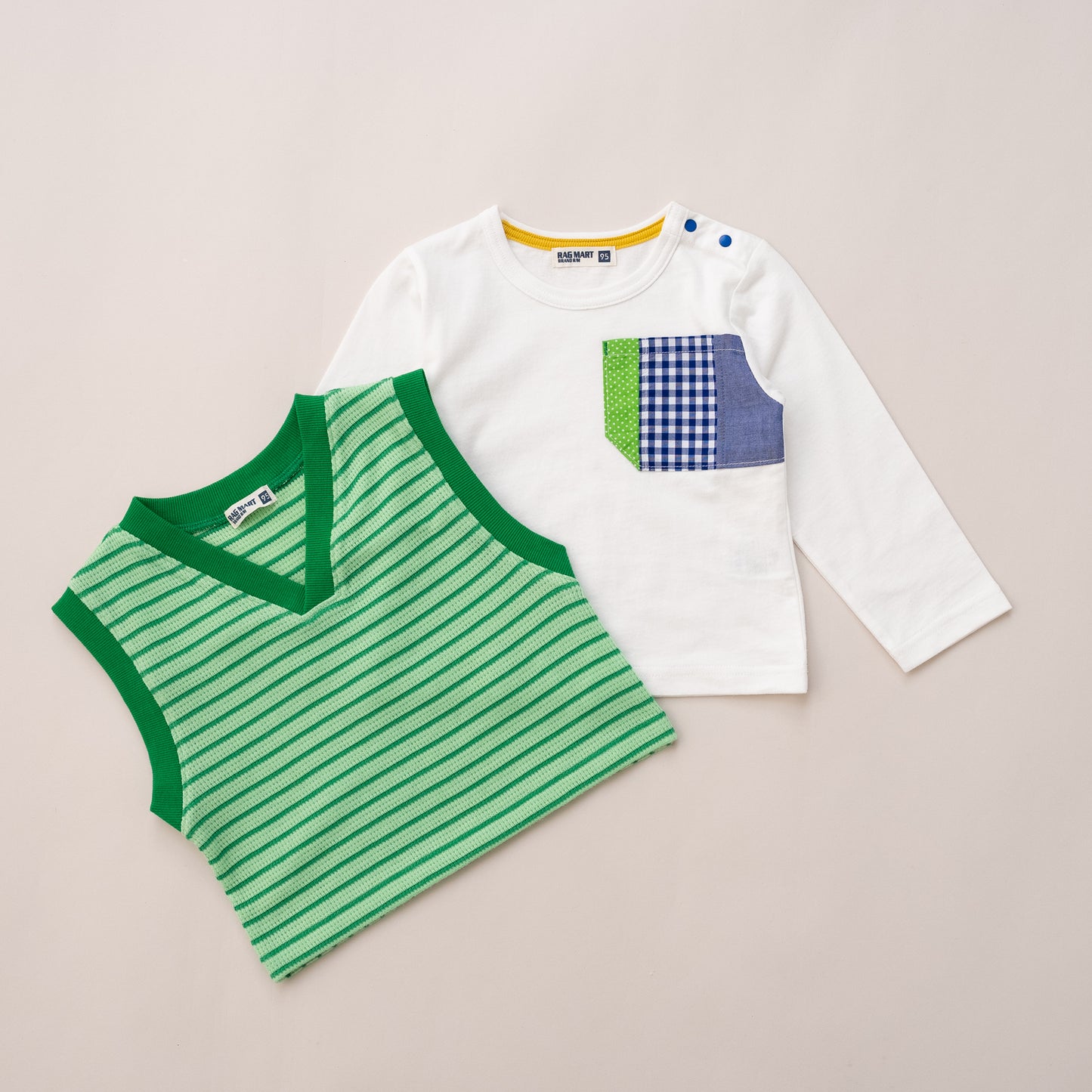 ロンT＆Vネックベストセット　GREEN