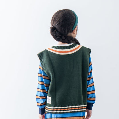 Vネックニットベスト　GREEN