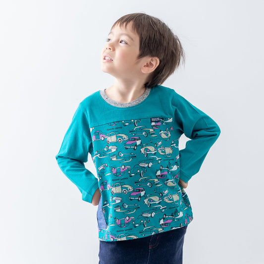 レトロカープリントTシャツ　GREEN