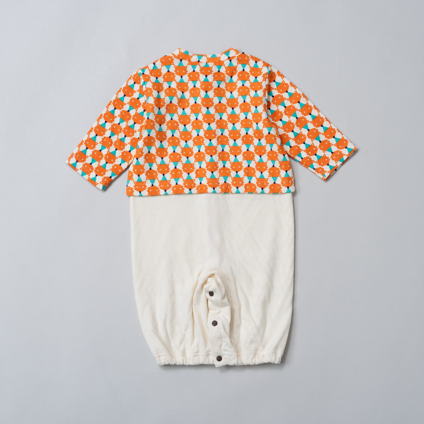 接結プリント2WAYカバーオール【キツネ】　ORANGE