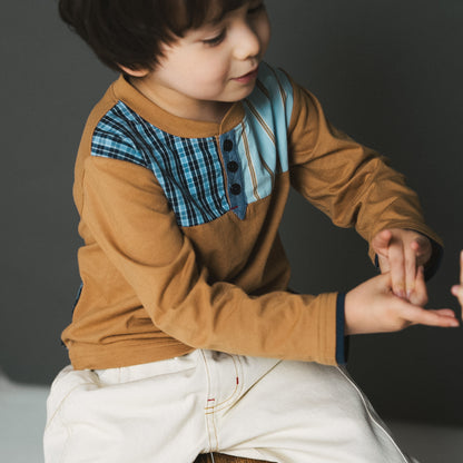 ヘンリーネックTシャツ　CAMEL