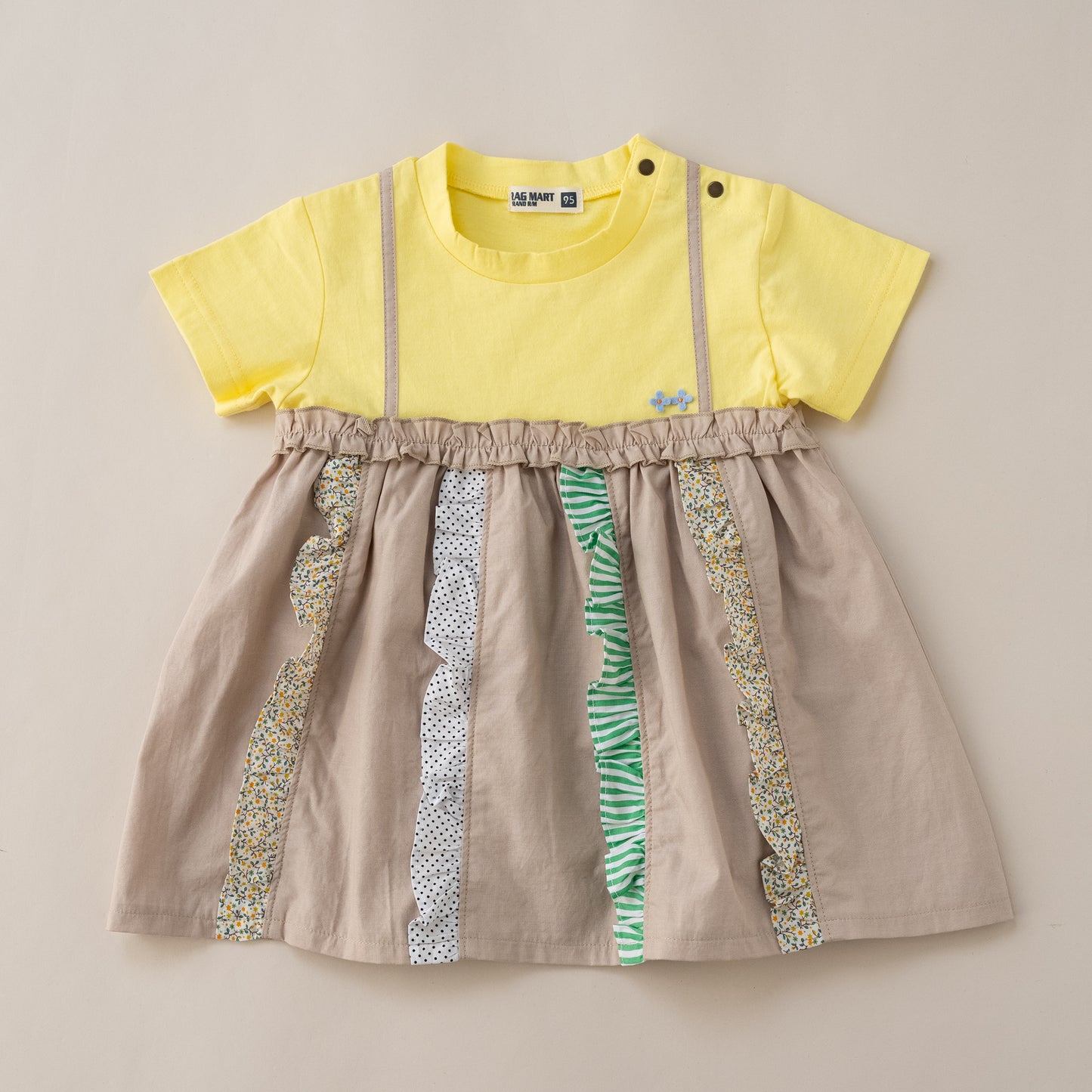 キャミソール風パッチワークTシャツ　YELLOW