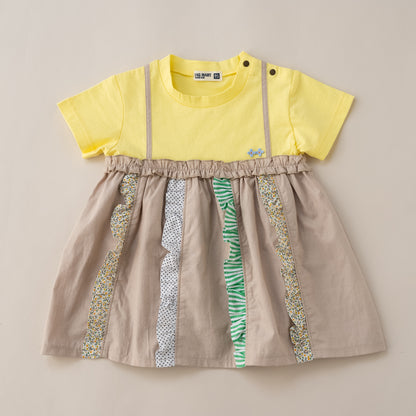 キャミソール風パッチワークTシャツ　YELLOW