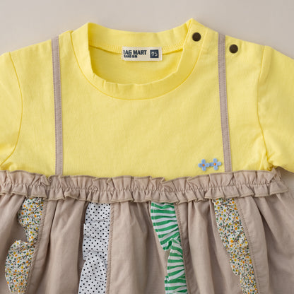 キャミソール風パッチワークTシャツ　YELLOW