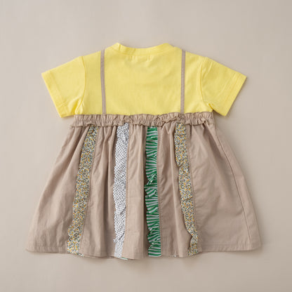 キャミソール風パッチワークTシャツ　YELLOW