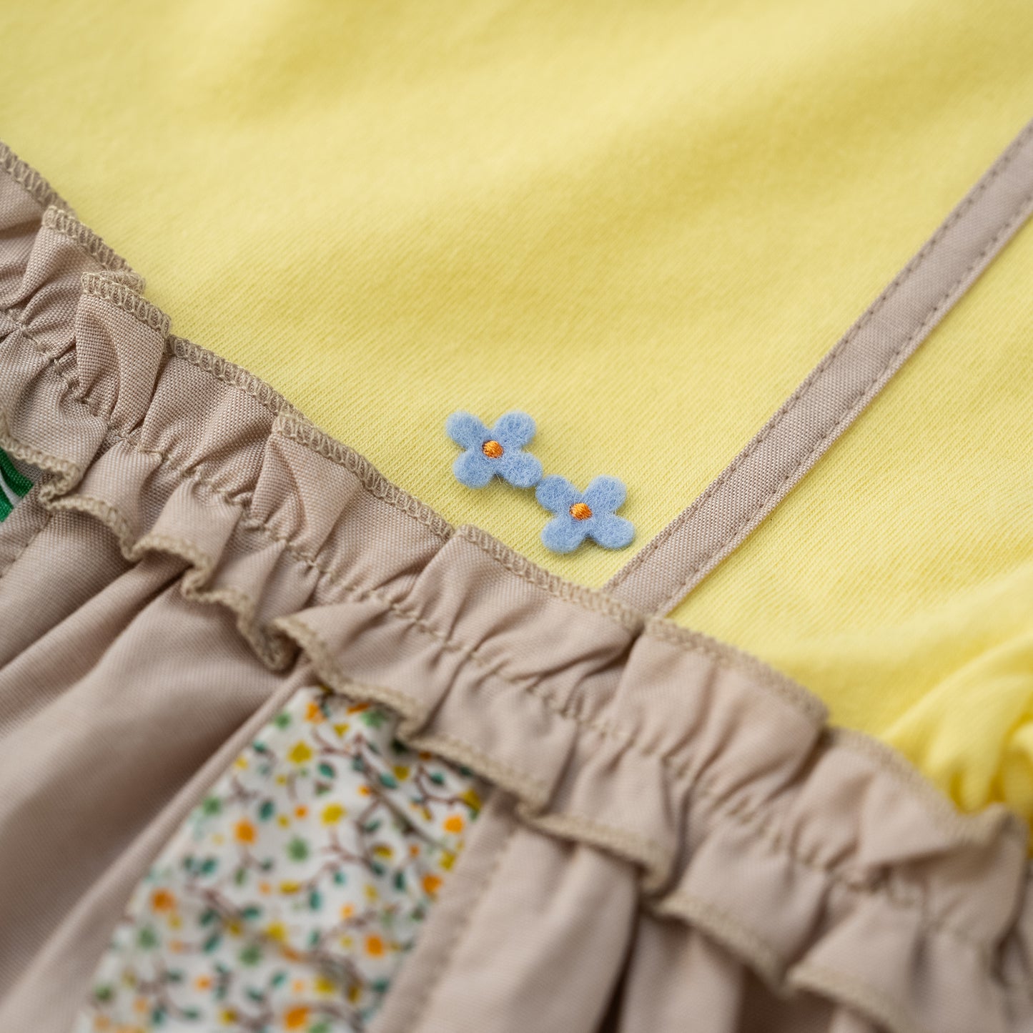 キャミソール風パッチワークTシャツ　YELLOW