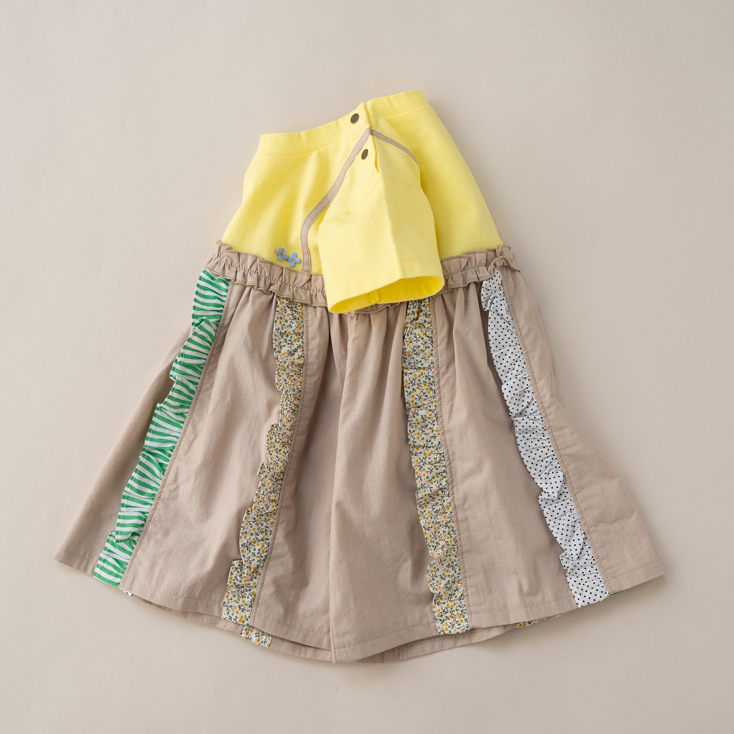 キャミソール風パッチワークTシャツ　YELLOW