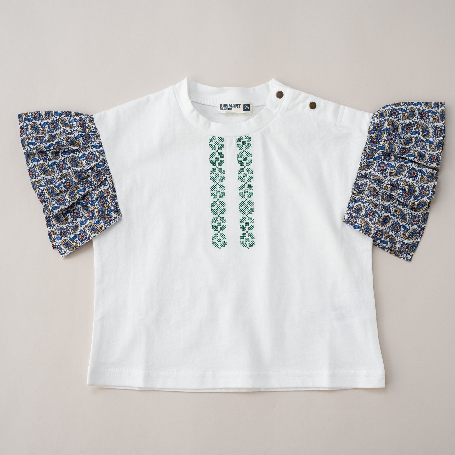 袖フリルボックスTシャツ　OFF-WHITE