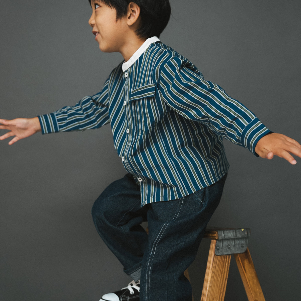 バンドカラーシャツ　STRIPE