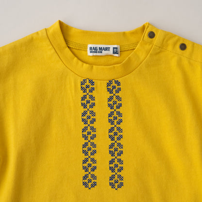 袖フリルボックスTシャツ　YELLOW