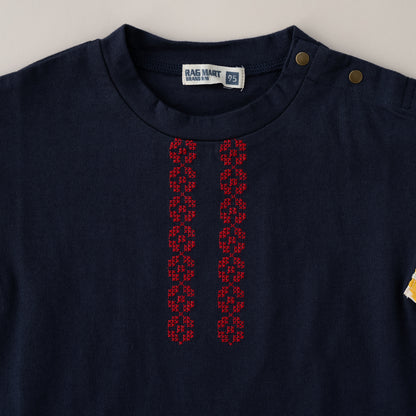 袖フリルボックスTシャツ　NAVY