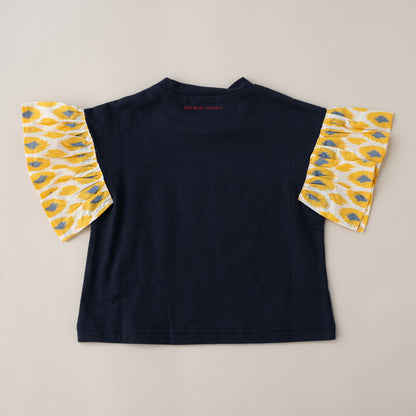 袖フリルボックスTシャツ　NAVY
