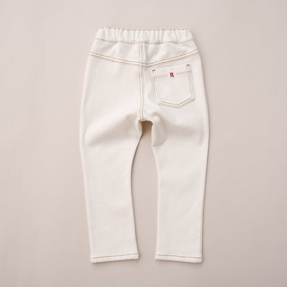 カラーニットデニムパンツ　OFF-WHITE