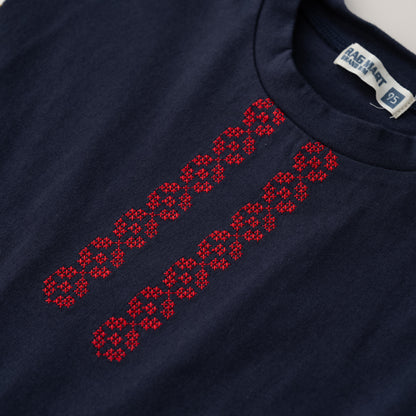 袖フリルボックスTシャツ　NAVY