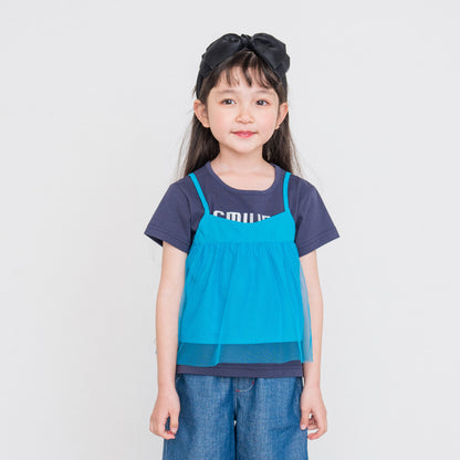 Tシャツ＆チュールキャミセット　BLUE
