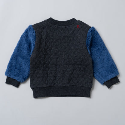 袖ボアキルトトレーナー　GRAY