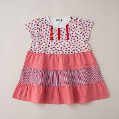 ３段フレアワンピース　RED