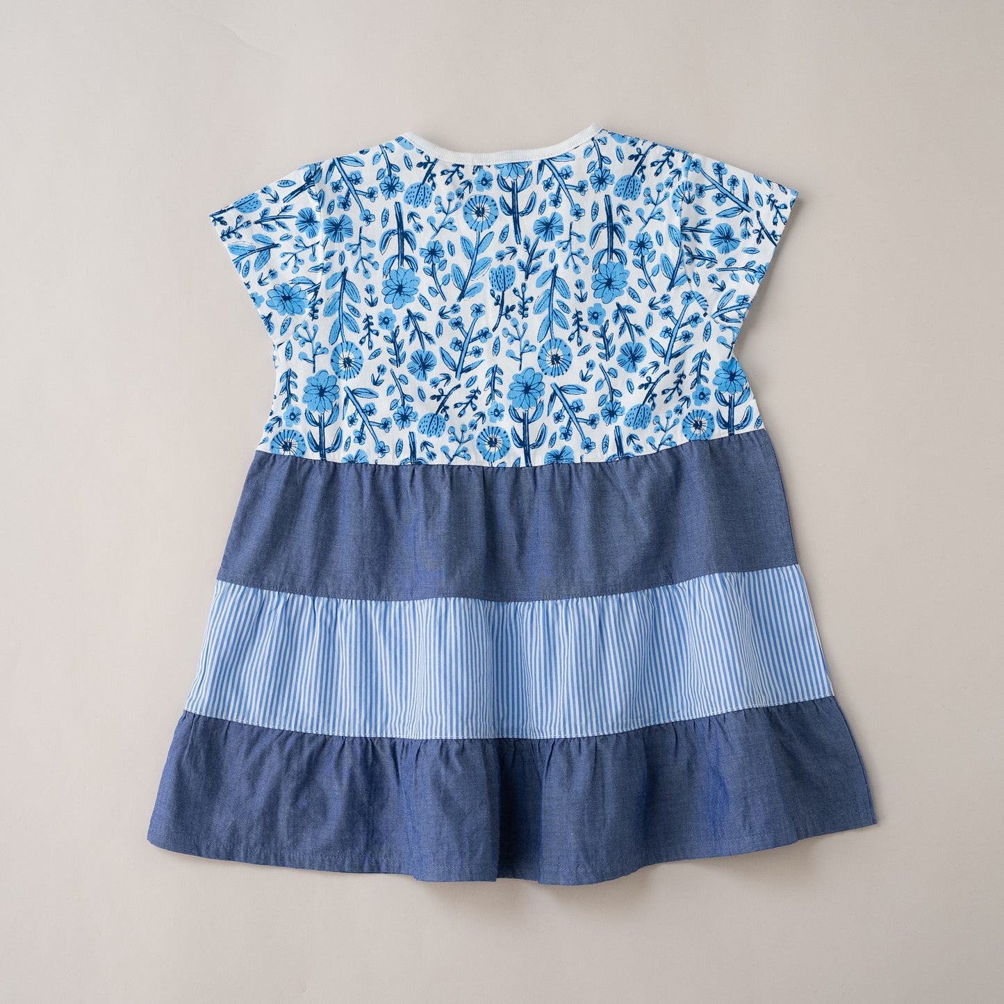 ３段フレアワンピース　BLUE