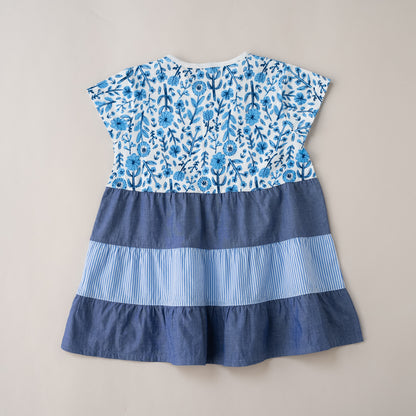 ３段フレアワンピース　BLUE