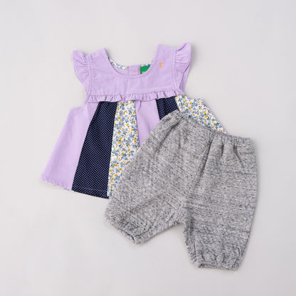 パッチワークチュニック＆パンツセット　PURPLE