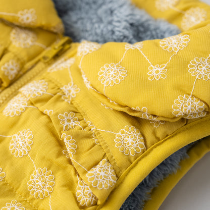 刺繍丸襟ベスト【リバーシブル】　YELLOW