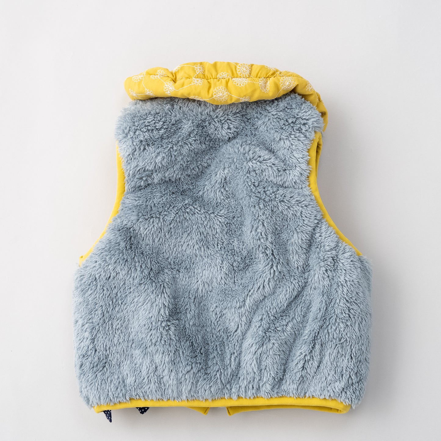 刺繍丸襟ベスト【リバーシブル】　YELLOW