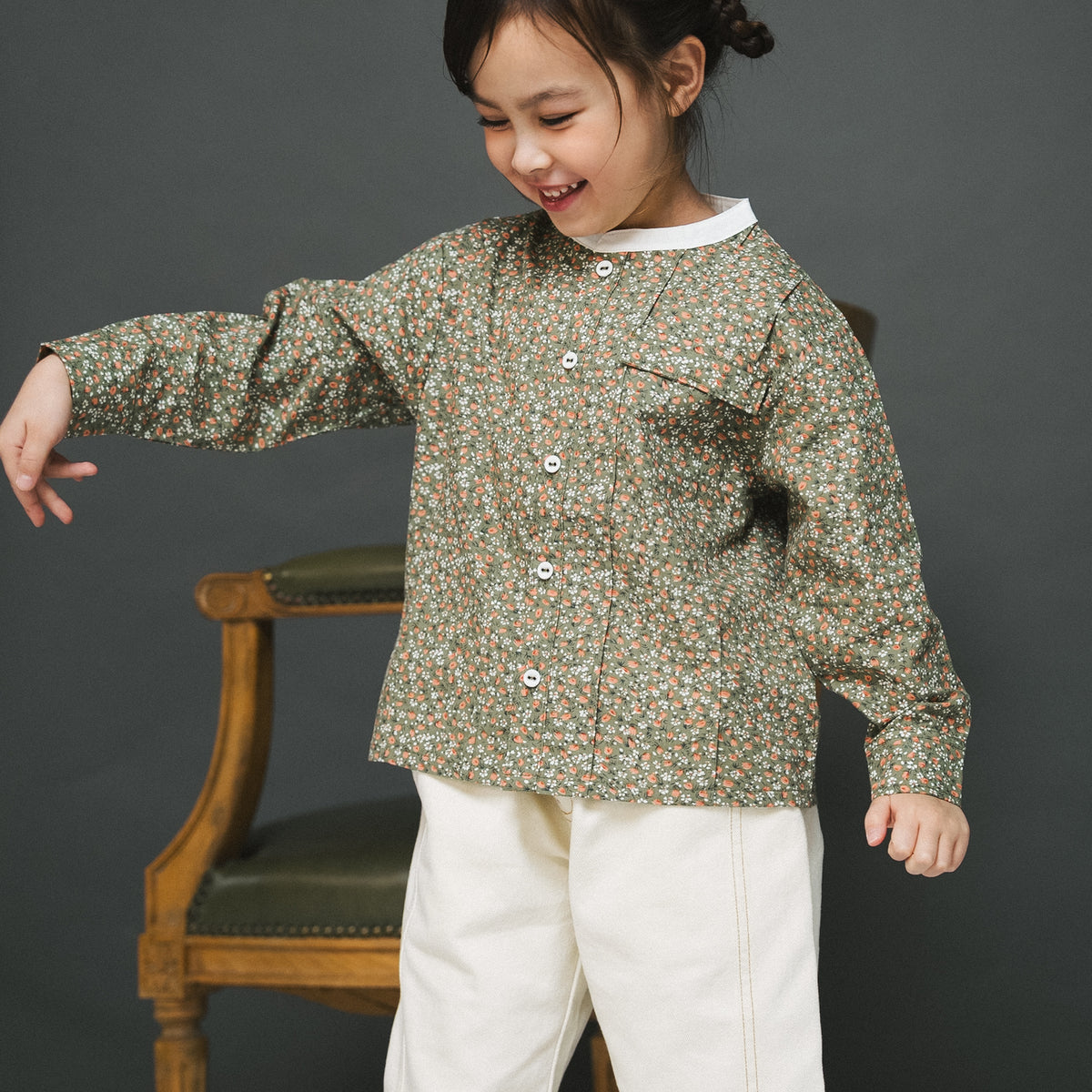 バンドカラーシャツ　PRINT