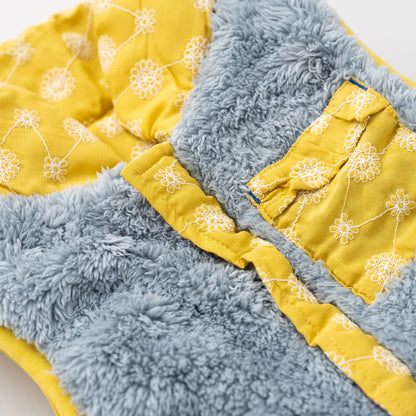 刺繍丸襟ベスト【リバーシブル】　YELLOW