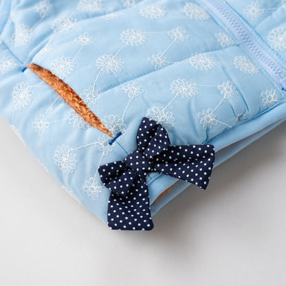 刺繍丸襟ベスト【リバーシブル】　SAXE