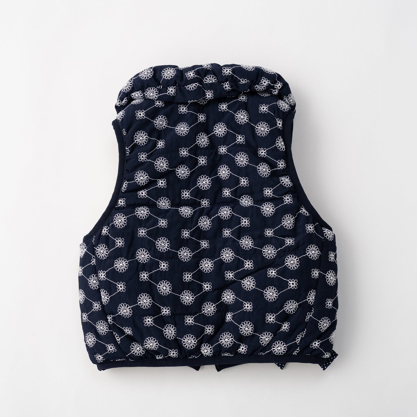 刺繍丸襟ベスト【リバーシブル】　NAVY