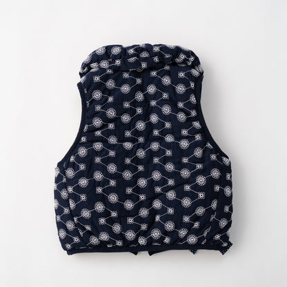 刺繍丸襟ベスト【リバーシブル】　NAVY
