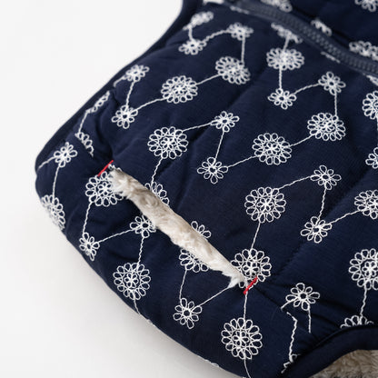 刺繍丸襟ベスト【リバーシブル】　NAVY