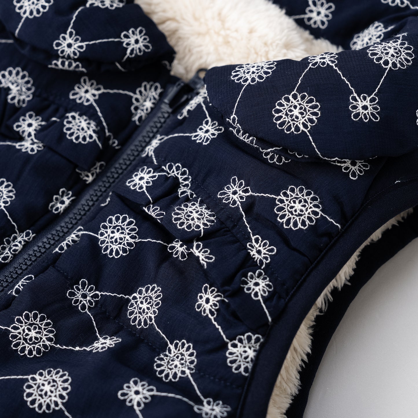 刺繍丸襟ベスト【リバーシブル】　NAVY