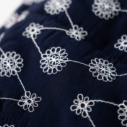 刺繍丸襟ベスト【リバーシブル】　NAVY