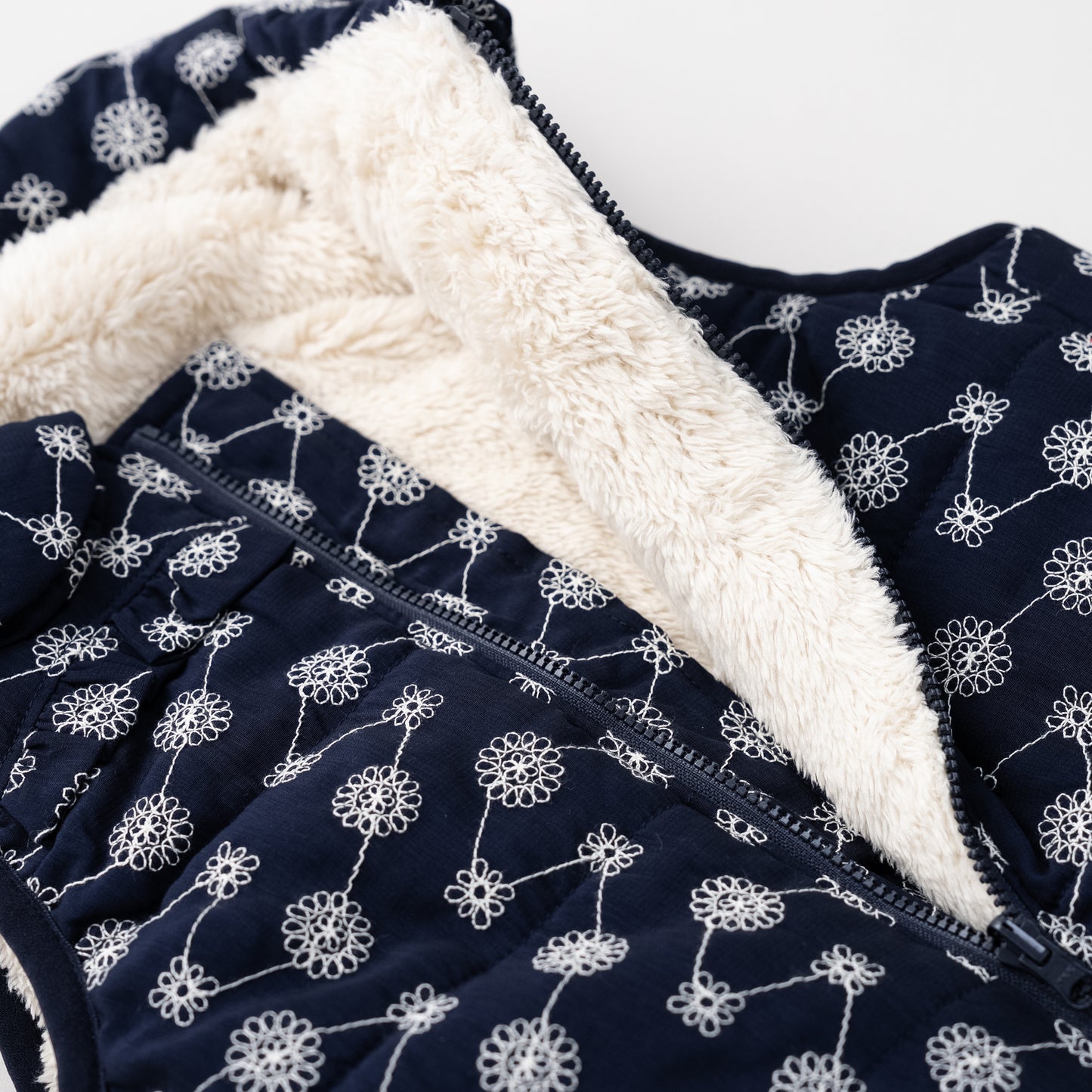 刺繍丸襟ベスト【リバーシブル】　NAVY
