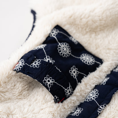 刺繍丸襟ベスト【リバーシブル】　NAVY