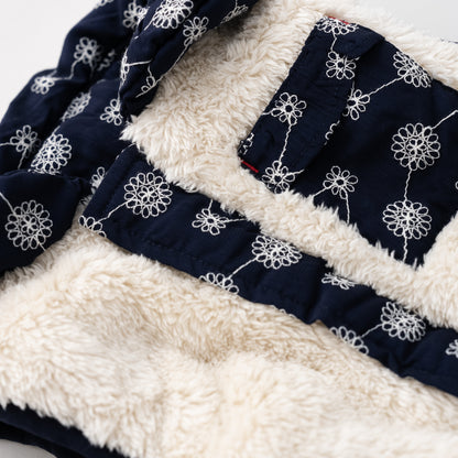 刺繍丸襟ベスト【リバーシブル】　NAVY