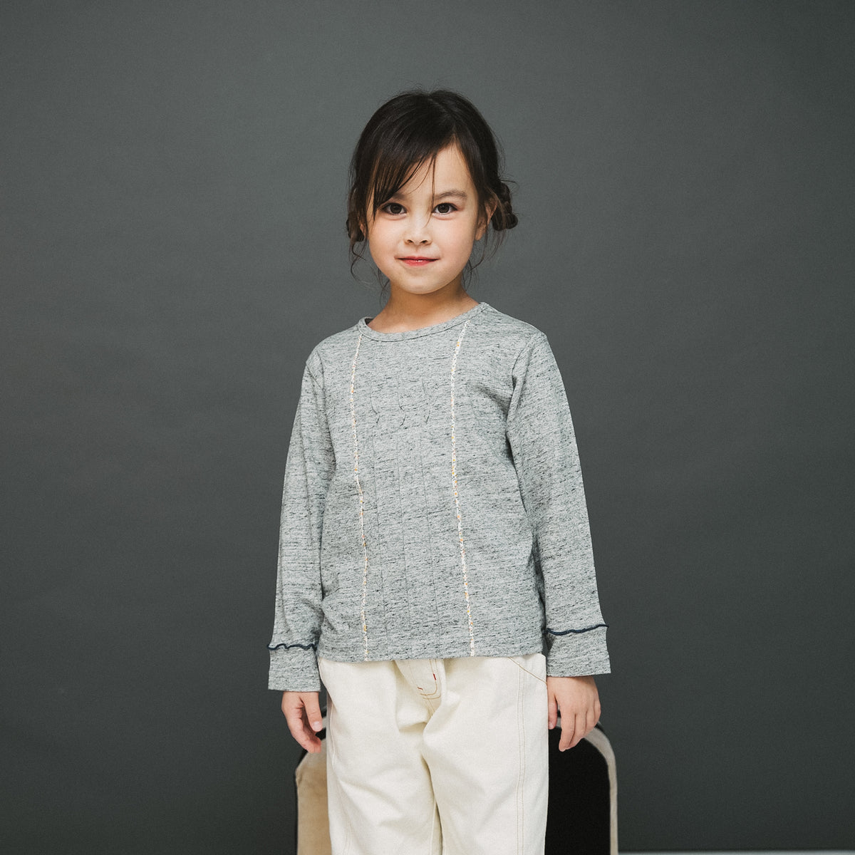 タックデザインTシャツ　GRAY