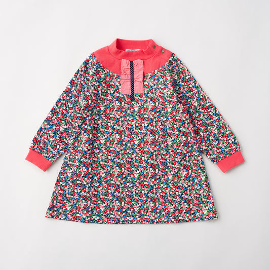 小花柄プリントワンピース　RED