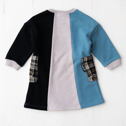 裏毛パッチワークワンピース GREY