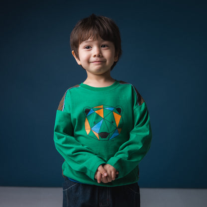 ラグランプリントTシャツ【くま】　GREEN