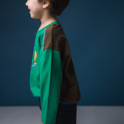 ラグランプリントTシャツ【くま】　GREEN