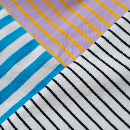 パッチワークボーダーTシャツ　OFF-WHITE