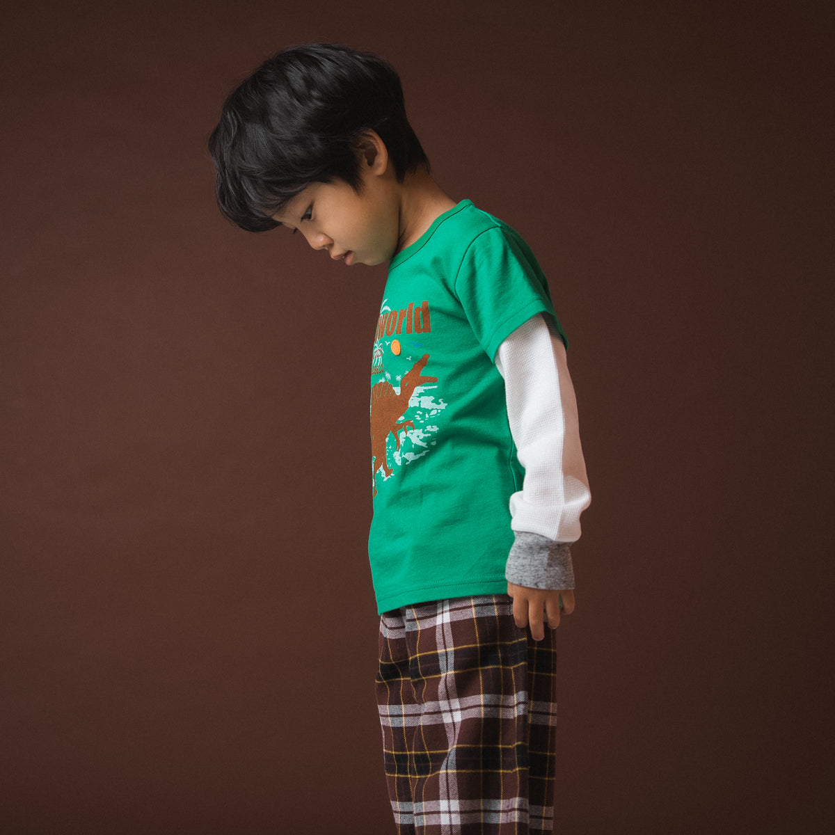 恐竜レイヤードTシャツ　GREEN