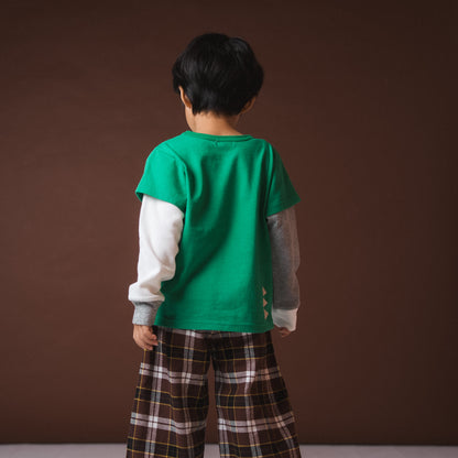 恐竜レイヤードTシャツ　GREEN