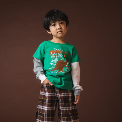 恐竜レイヤードTシャツ　GREEN
