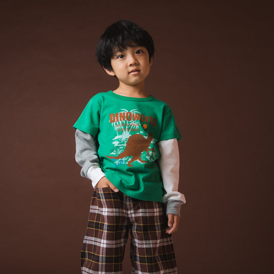 恐竜レイヤードTシャツ　GREEN